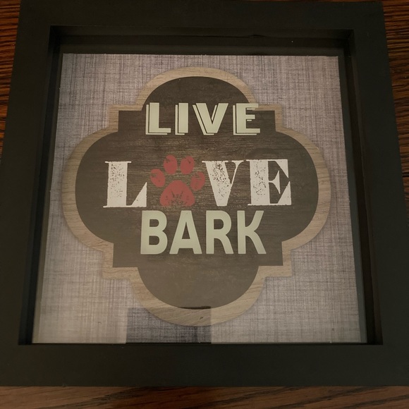 “Live Love Bark” Hanging Wall Sign 7 by 7 by 1 inches - Picture 1 of 3